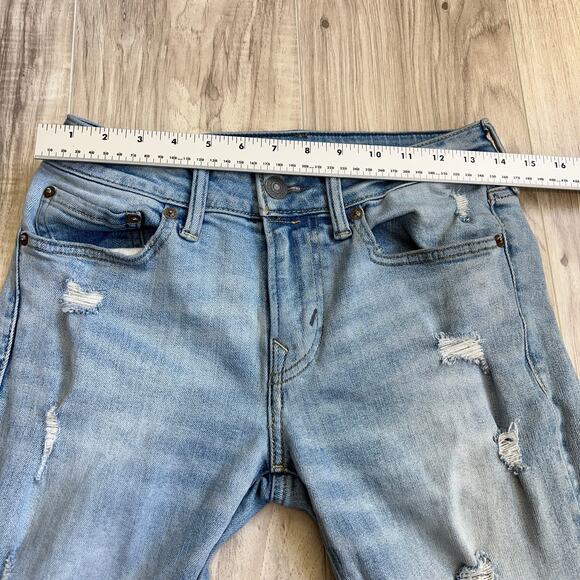American Eagle Next Level Stretch Skinny Distressed Blue Jeans Size W28 L28 - Picture 3 of 12